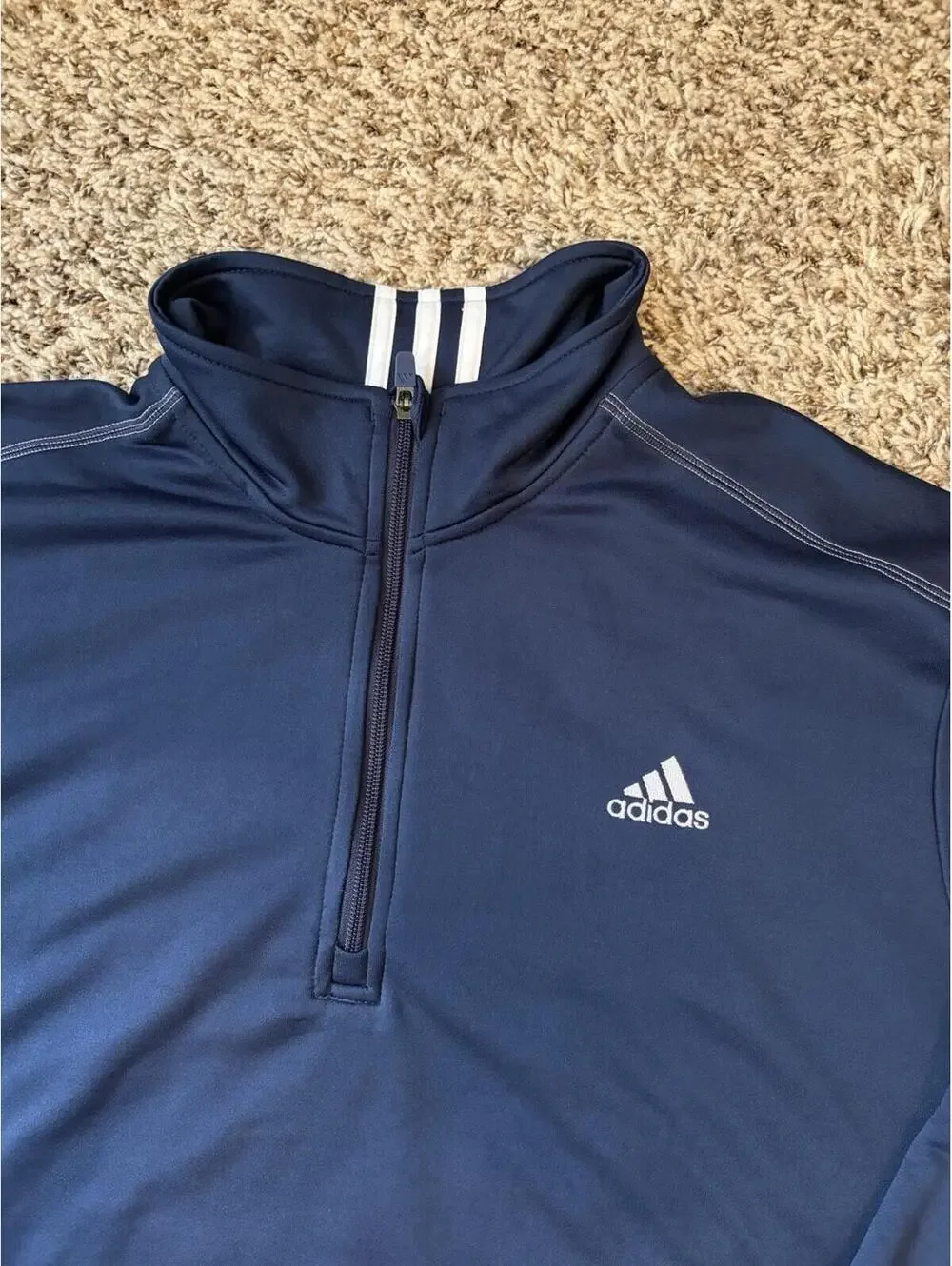 Adidas Navy Blue 1/4 Zip Pullover Sweater Jacket Men’s Size 2XL - Pre Owned